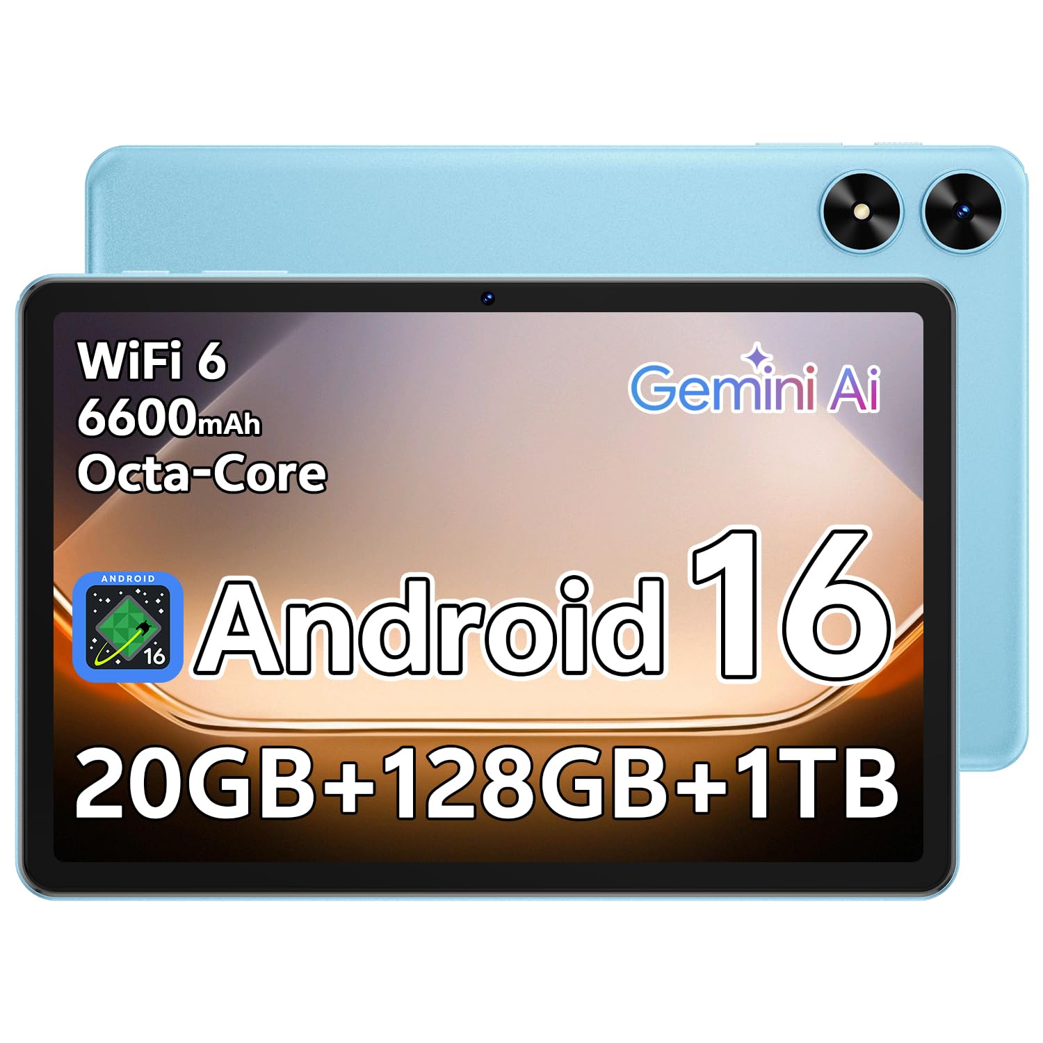 SHARECLOUD Tablet 10.1 inch Android 16 Tablet with Octa-Core Processor, 20GB RAM 128GB ROM 1 TB Expandable, 1280x800 HD IPS Touc