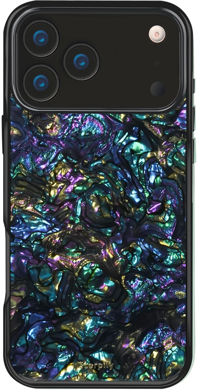 SCORPIFY for iPhone 17 Pro Case [Compatible with MagSafe] with Gleam Mystic Abalone, Cute Magnetic Phone Cover Bumper for Women