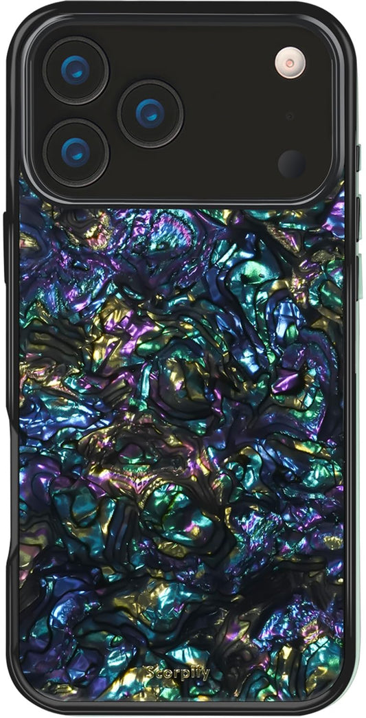 SCORPIFY for iPhone 17 Pro Max Case [Compatible with MagSafe] with Gleam Mystic Abalone, Cute Magnetic Phone Cover Bumper for Wo
