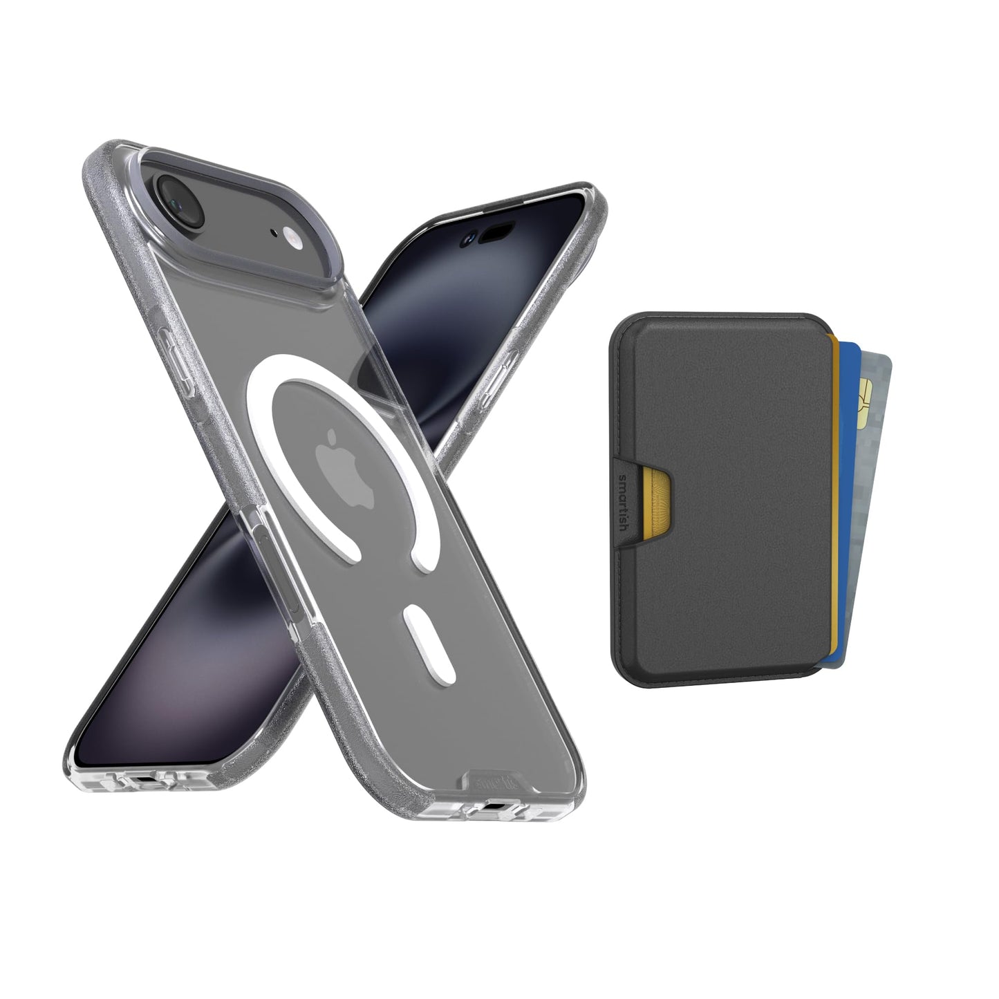 Smartish iPhone Air MagSafe Clear Case + MagSafe Wallet - Magnetic Slim Case - Anti-Yellow Thin Grip Cover + Detachable Wallet -