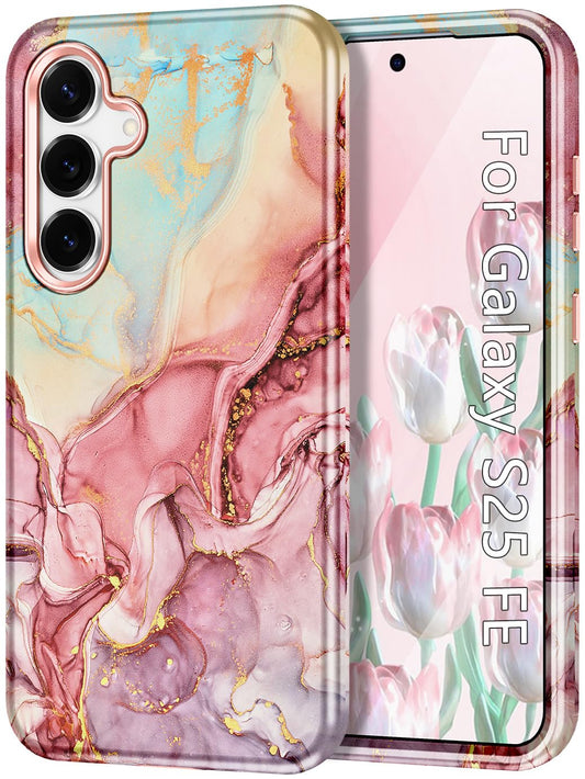 Avocase Compatible with Samsung Galaxy S25 FE Case, Marble Pattern 3 in 1 Heavy Duty Shockproof Full Body Hard PC+Soft Silicone