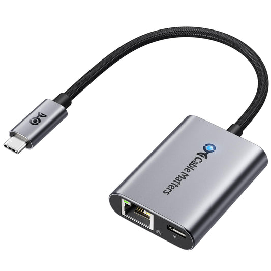 Cable Matters USB C to Ethernet Adapter with 140W Charging, Gigabit Ethernet to USB C Adapter, Compatible with MacBook Pro, Dell