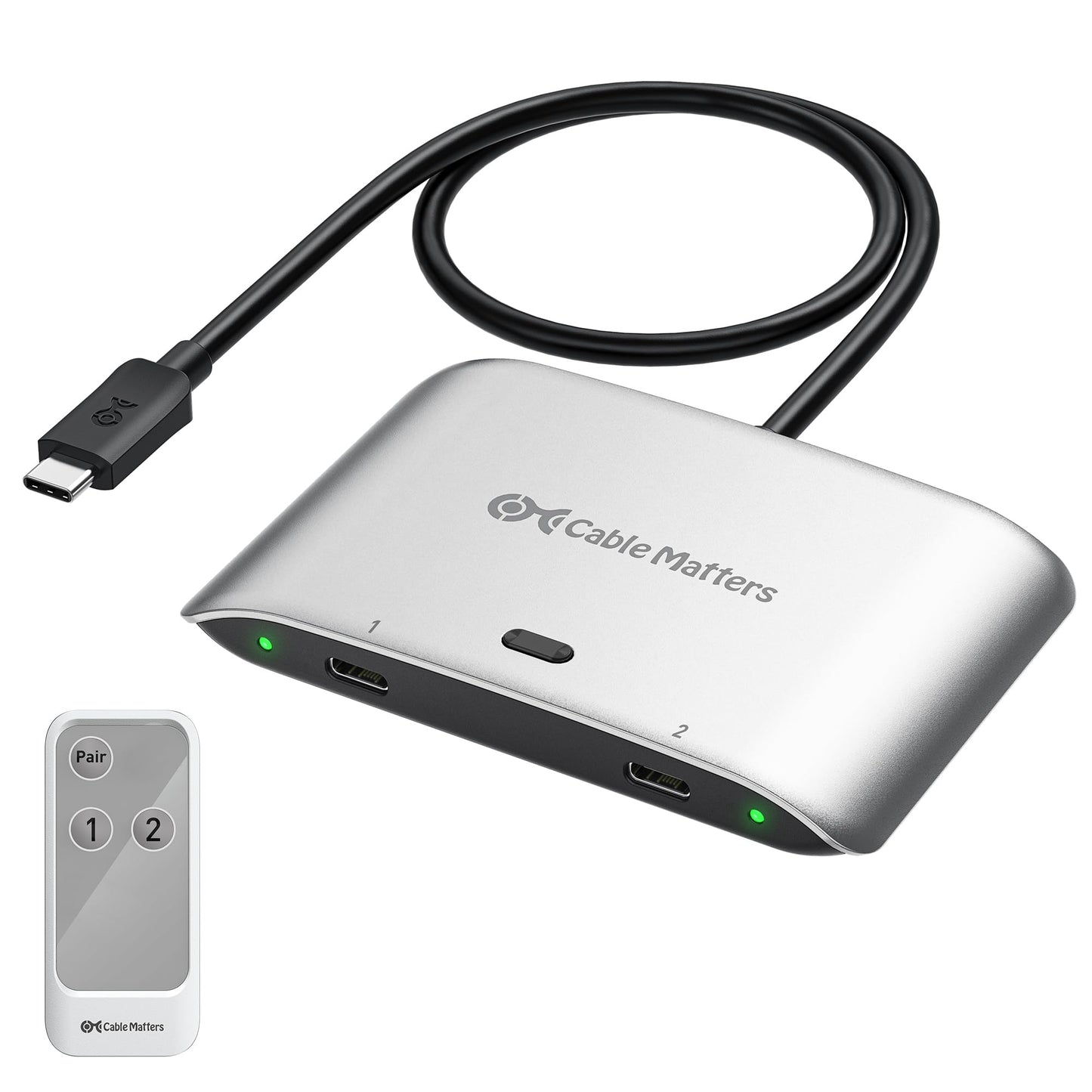 Cable Matters 20Gbps USB C Switch for 2 Computers, 140W PD, Up to 8K@30Hz on Windows, 4K@60Hz on macOS, Sharing One USB-C/Thunde