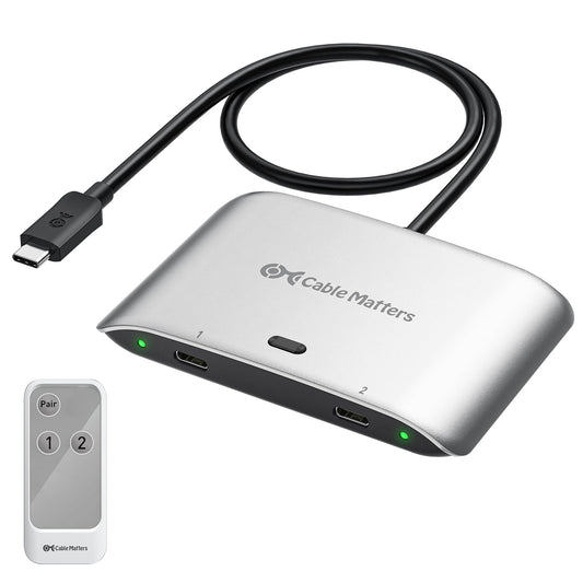 Cable Matters 20Gbps USB C Switch for 2 Computers, 140W PD, Up to 8K@30Hz on Windows, 4K@60Hz on macOS, Sharing One USB-C/Thunde