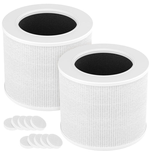 2-Pack Core Mini Filter Compatible with LEVOIT Core Mini Air Purifie-r, 3-in-1 H13 HEPA High-Efficiency Activated Carbon Pre-fil