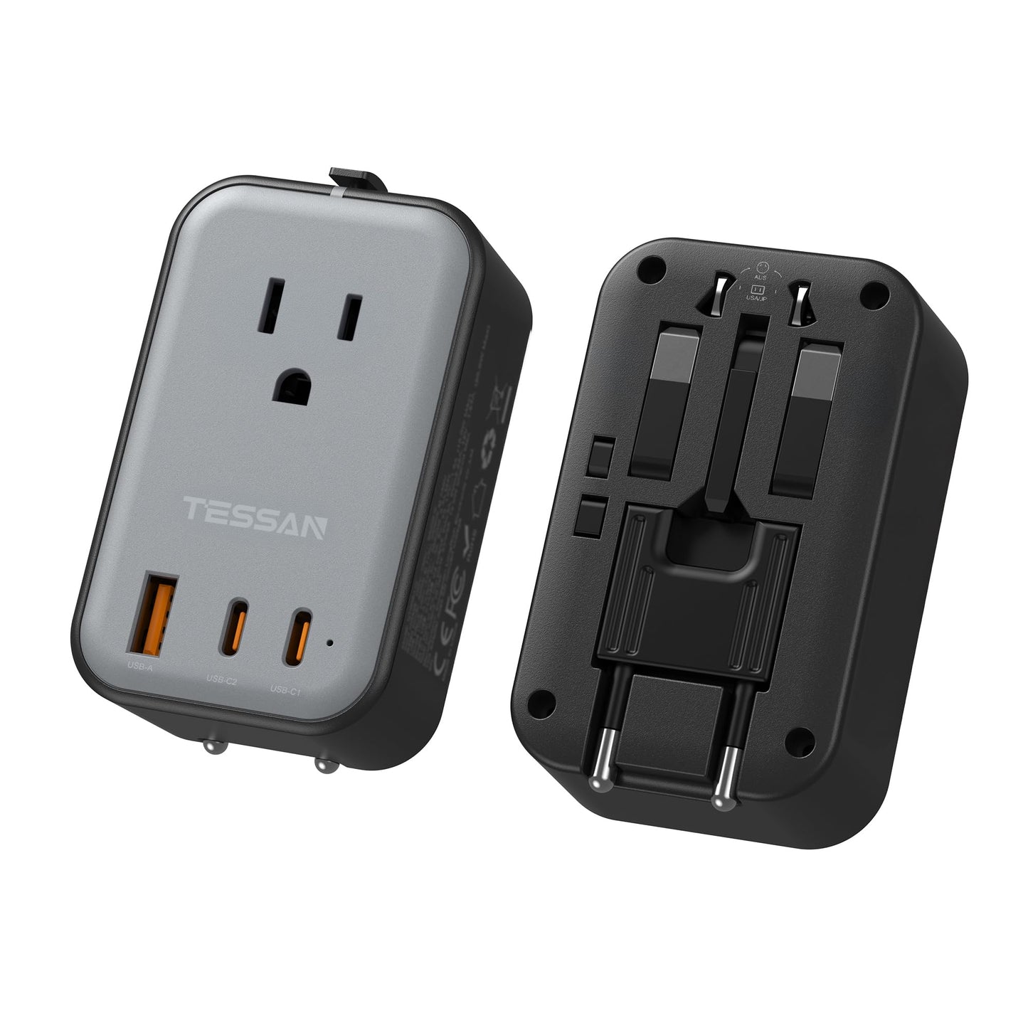 TESSAN Travel Adapter PD 20W, Universal Power Adapter 2 USB C 1 USB A, Ultra Thin International Plug Adaptor Worldwide Outlet fo