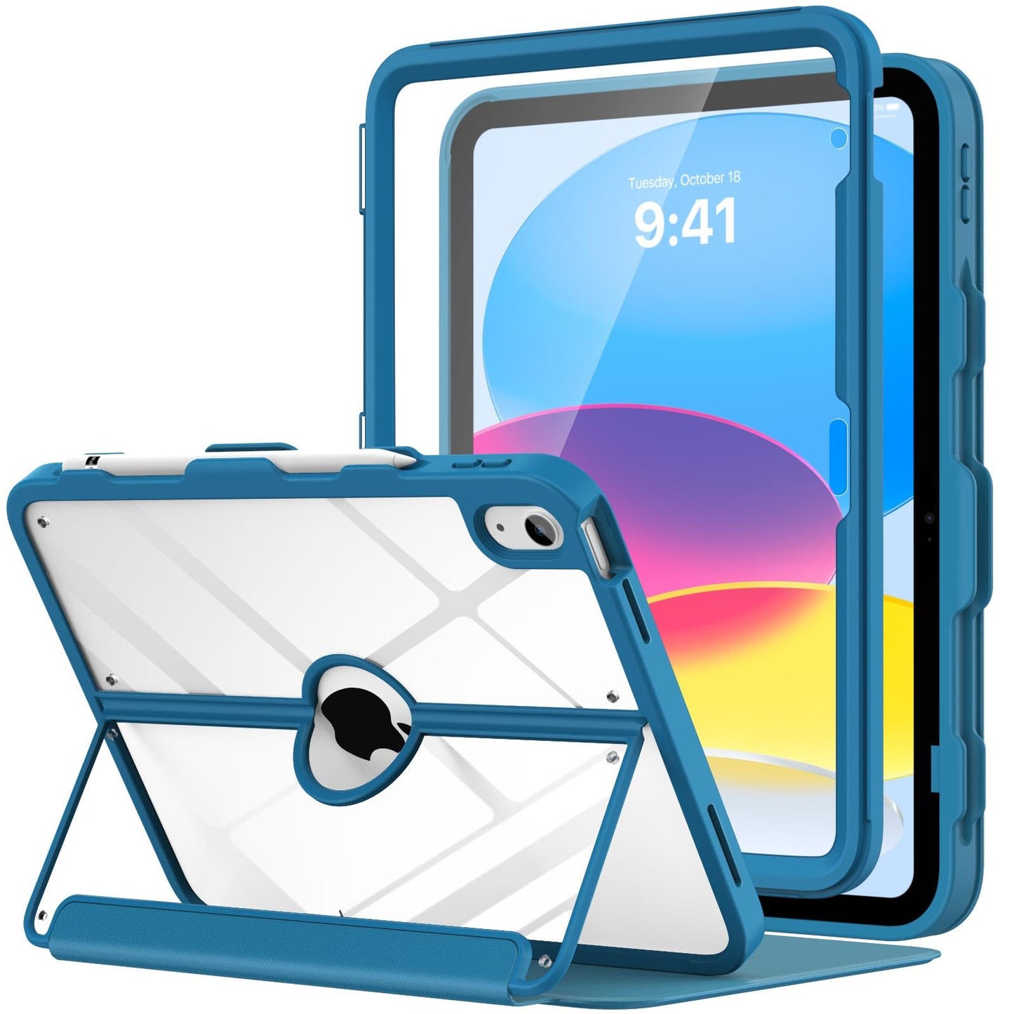 MoKo for iPad 11-inch (A16) 11th Generation Case 2025/ iPad 10th Generation Case with Pencil Holder 2022 10.9 inch, Built-in Scr