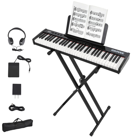 61-Key Touch Sensitive Portable Keyboard, Lightweight HIPS Digital Piano with Accessories, Beginner-Friendly Electronic Keyboard