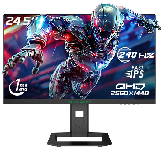 TITAN ARMY 24.5 Inch 240Hz 1440p Gaming Monitor, QHD 2560 x 1440p Fast IPS Panel 1ms GTG Response Time, Adaptive Sync, 126% sRGB