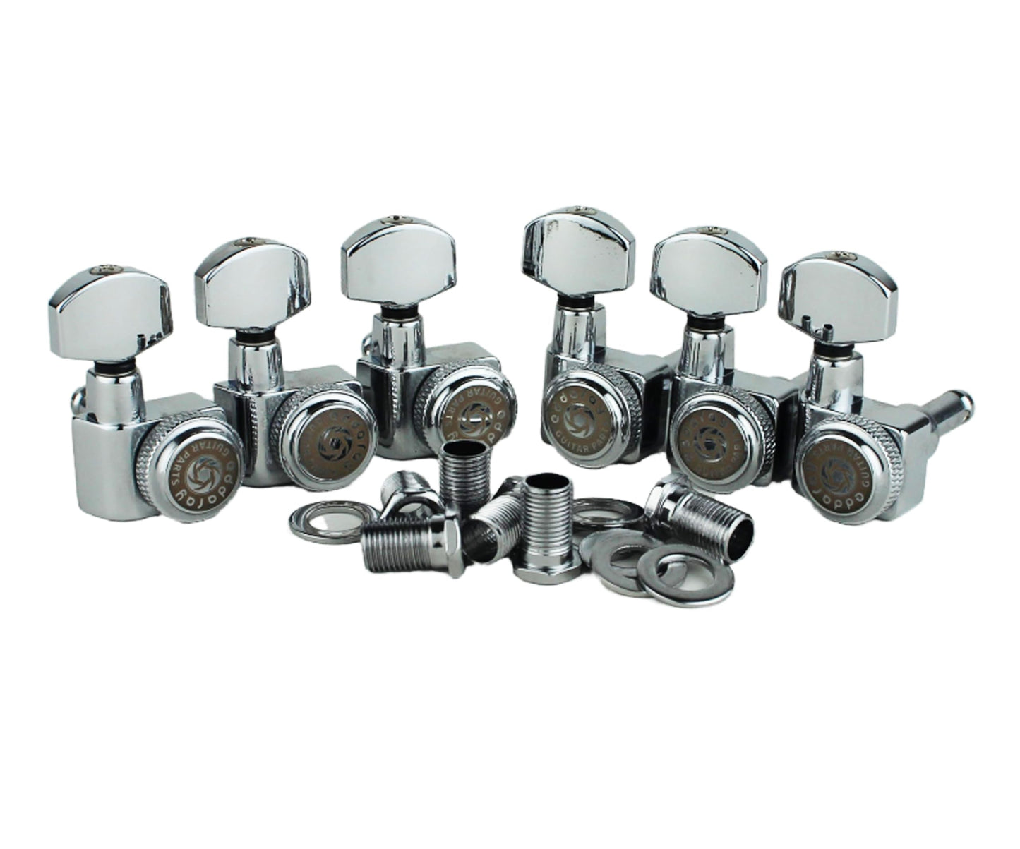 Eddaray 6 In-line Guitar Locking Tuners, 1:18 Gear Ratio Lock String Tuning Key Pegs Machine Heads Replacement, Chrome