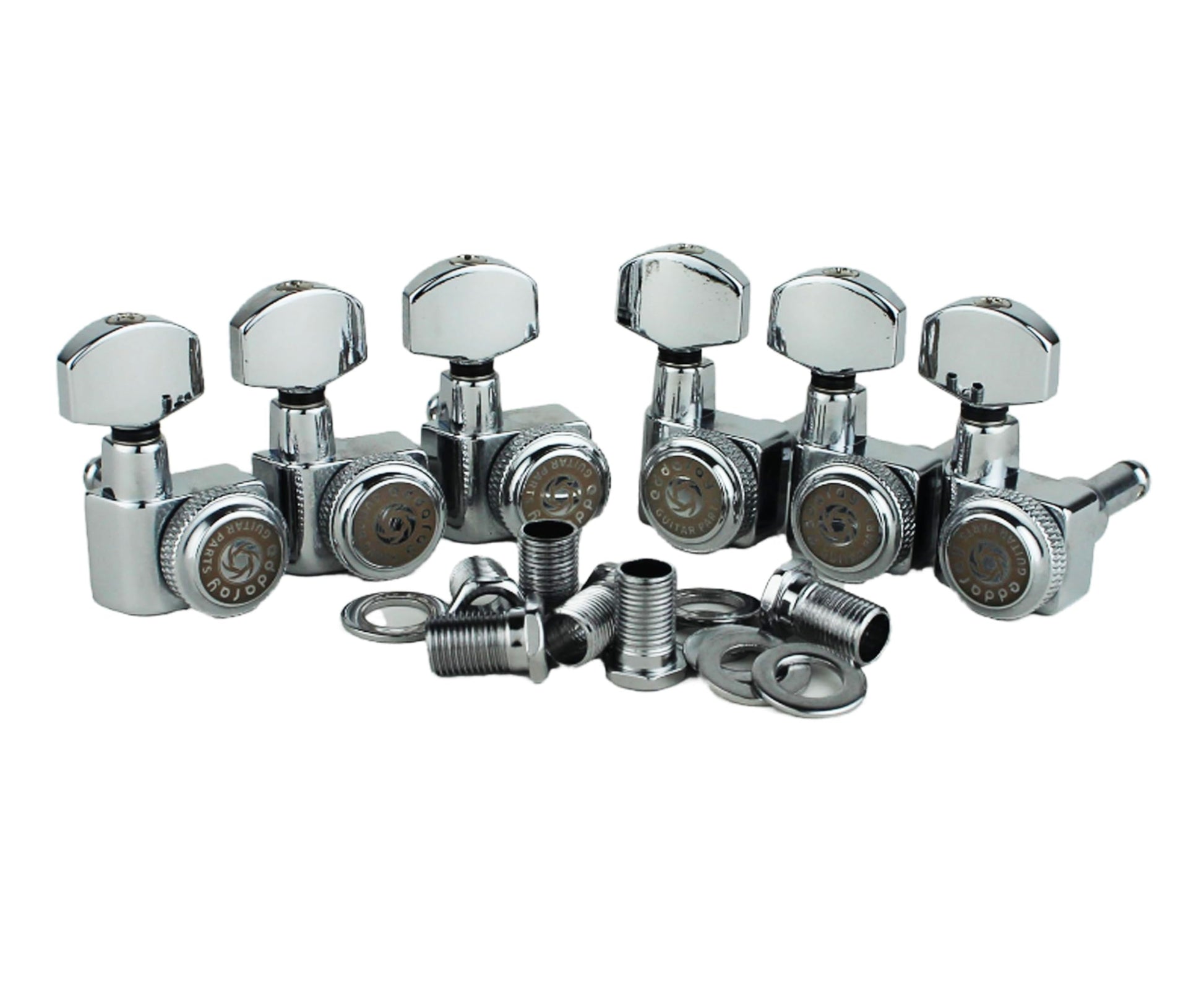 Eddaray 6 In-line Guitar Locking Tuners, 1:18 Gear Ratio Lock String Tuning Key Pegs Machine Heads Replacement, Chrome