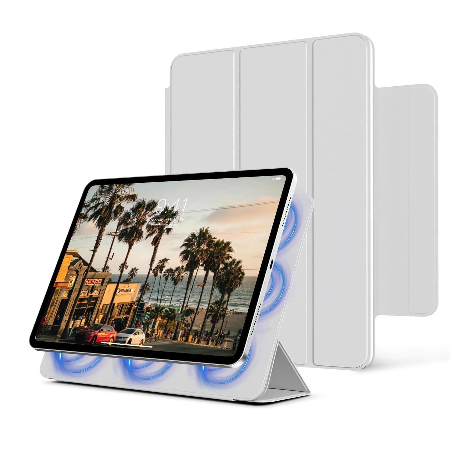 KVTVOU Magnetic Case for iPad Air 11 Inch M3/M2 (2025/2024), for iPad Air 5th/4th Generation 10.9 Inch with Clasp, Smart Folio M