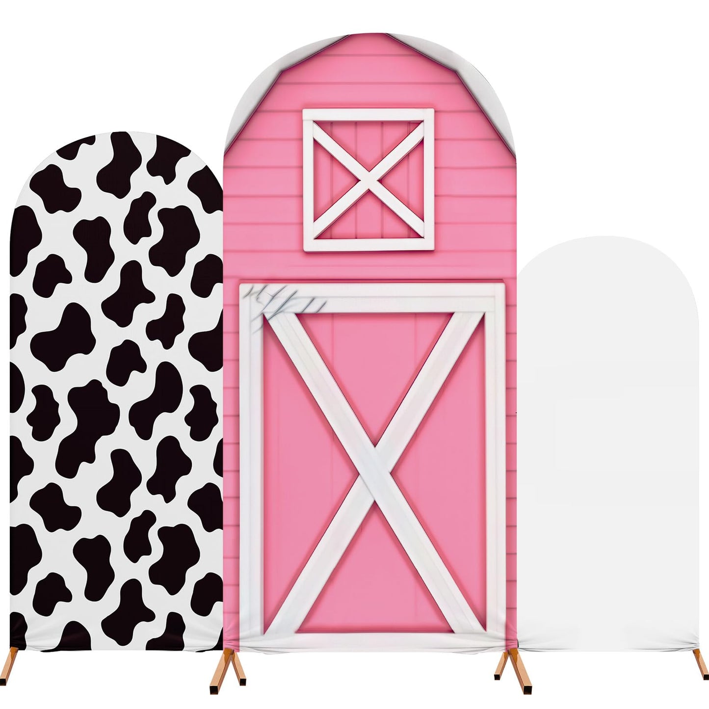 RimCereal Cartoon Arch Backdrop Cover Set of 3 House Arch Covers Spandex Stretch Cow Backdrop Stand 4ft, 5ft, 6ft for Wedding Bi