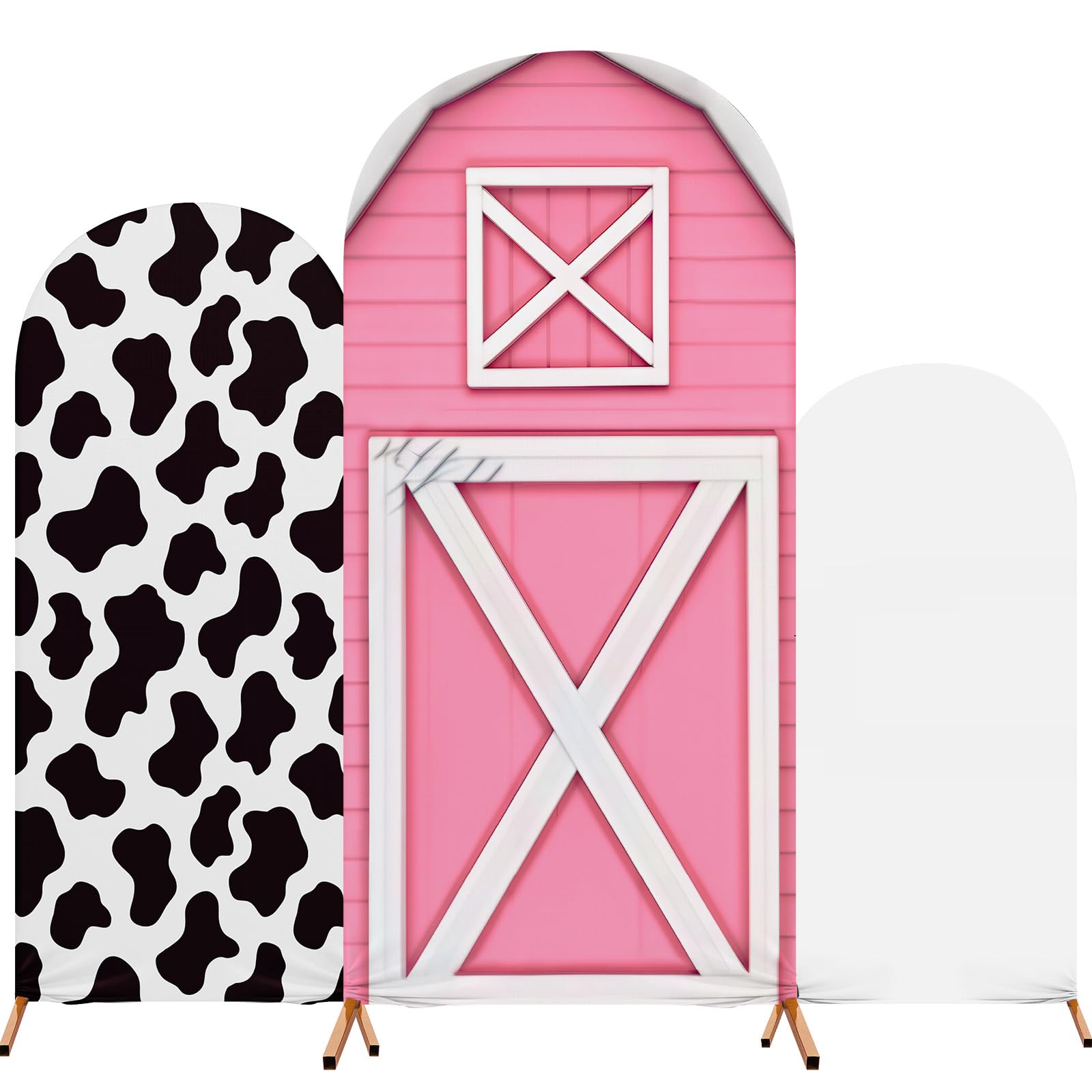 RimCereal Cartoon Arch Backdrop Cover Set of 3 House Arch Covers Spandex Stretch Cow Backdrop Stand 4ft, 5ft, 6ft for Wedding Bi