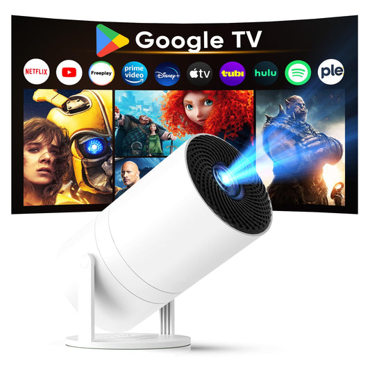 [ Built-in Google TV & Voice Control] WISHOLY Mini Projector with WiFi and Bluetooth, Built-in Streaming Apps, Portable Movie Pr