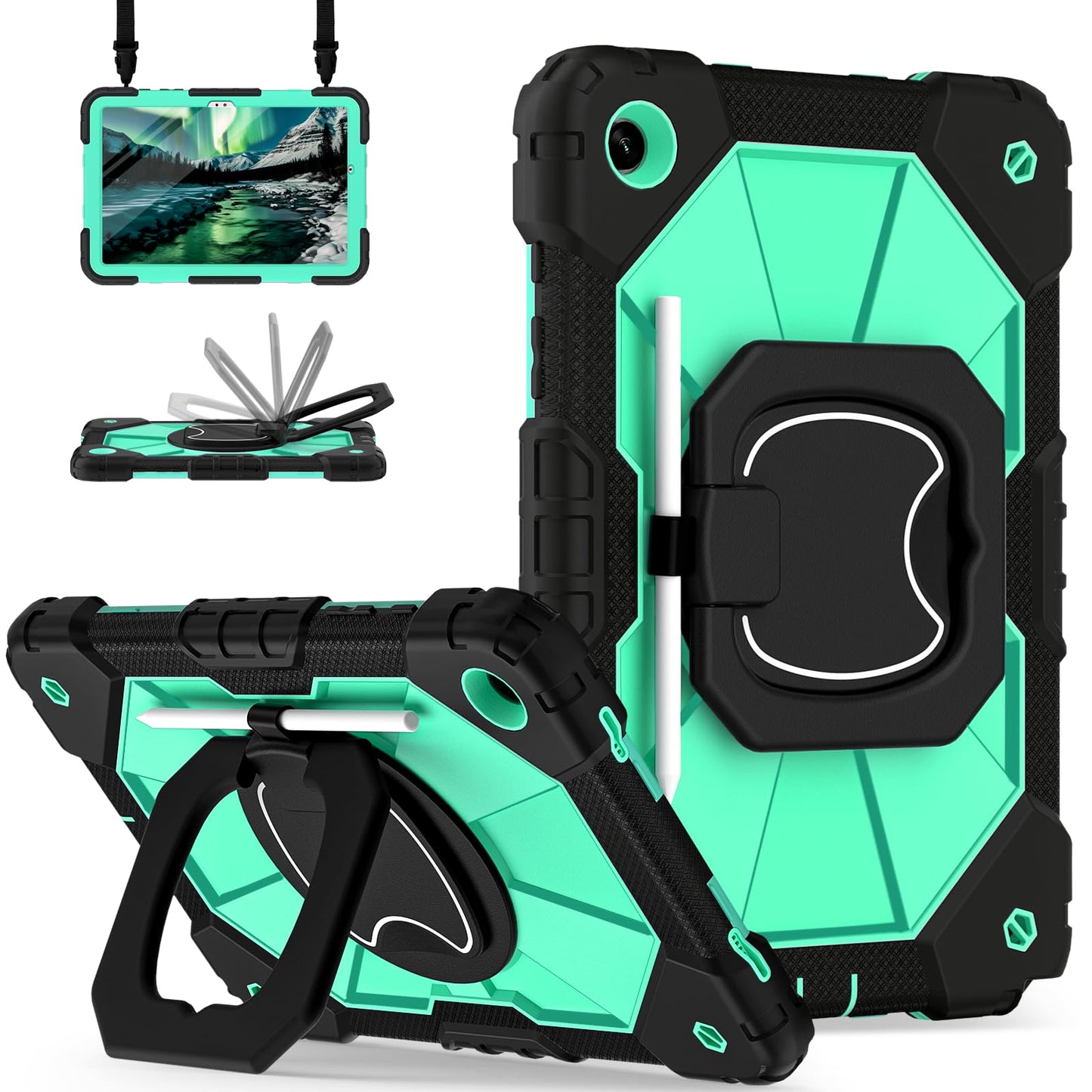 Scnioy for Galaxy Tab A11+ Plus/A9+ Case 11, Rugged Case for Samsung Galaxy A9 Plus/A11+ Tablet with 360 Rotating Stand Screen P