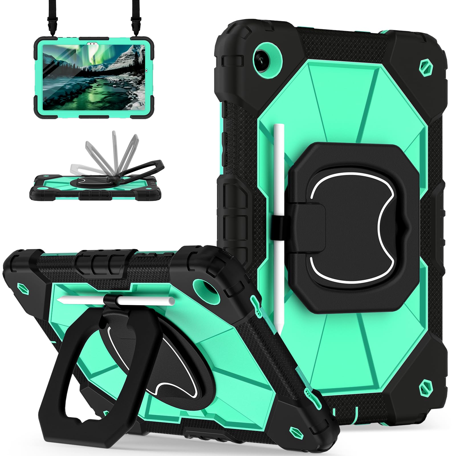 Scnioy for Galaxy Tab A11+ Plus/A9+ Case 11, Rugged Case for Samsung Galaxy A9 Plus/A11+ Tablet with 360 Rotating Stand Screen P