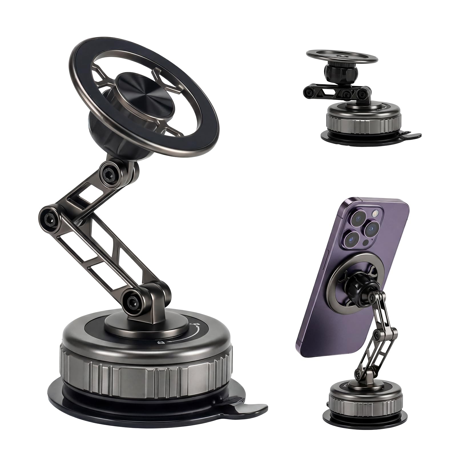 Edenseelake Magsafe Car Phone Holder, 360 Adjustable Car Phone Mount, Strong Magnetic Vacuum Suction Cup Phone Holders for Your
