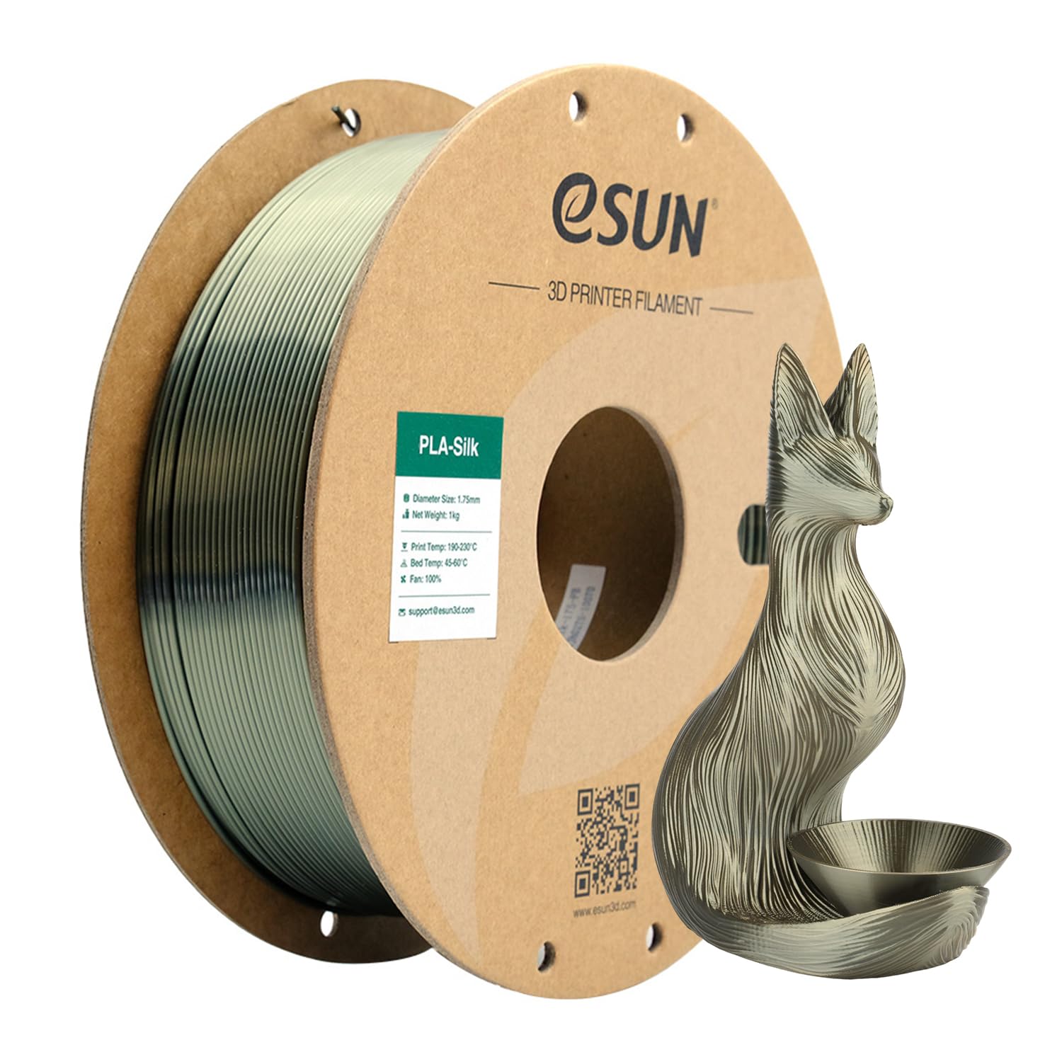eSUN Silk PLA Filament Bronze Shinny 3D Printing PLA Filament 1.75mm Dimensional Accuracy +/- 0.03mm, 1kg Carboard Spool (2.2lbs