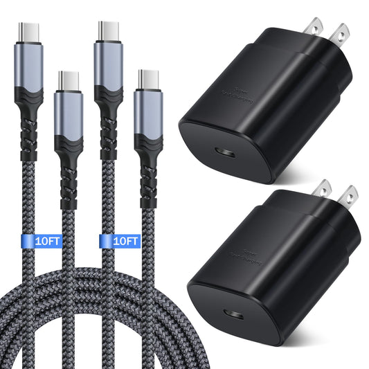 Super Fast Charger Type C Block, Costyle 25W USB C Wall Charger Super Fast Charging Block with 10FT Long USB C Cable for Samsung