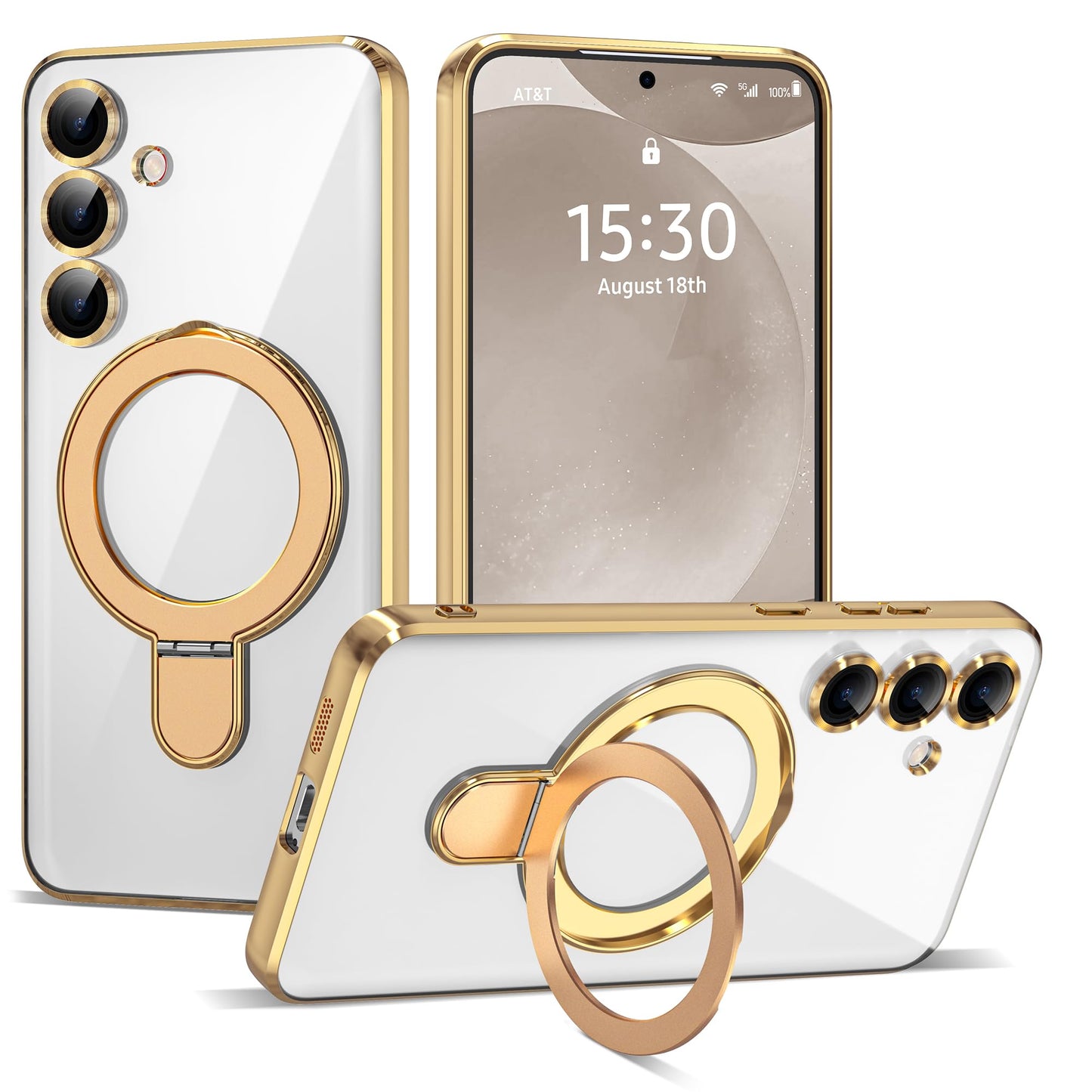 ETPESOK Compatible with Samsung Galaxy S24 Plus Case with Magnetic Ring Stand [Compatible with Mag-Safe] [Full Camera Lens Prote