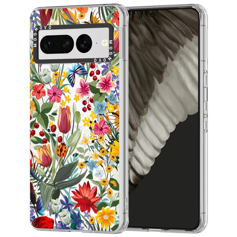 MOSNOVO Case for Google Pixel 7 Pro, [Buffertech 6.6ft Military-Grade Drop Protection] [Anti Peel Off Tech] Clear TPU Bumper Pho