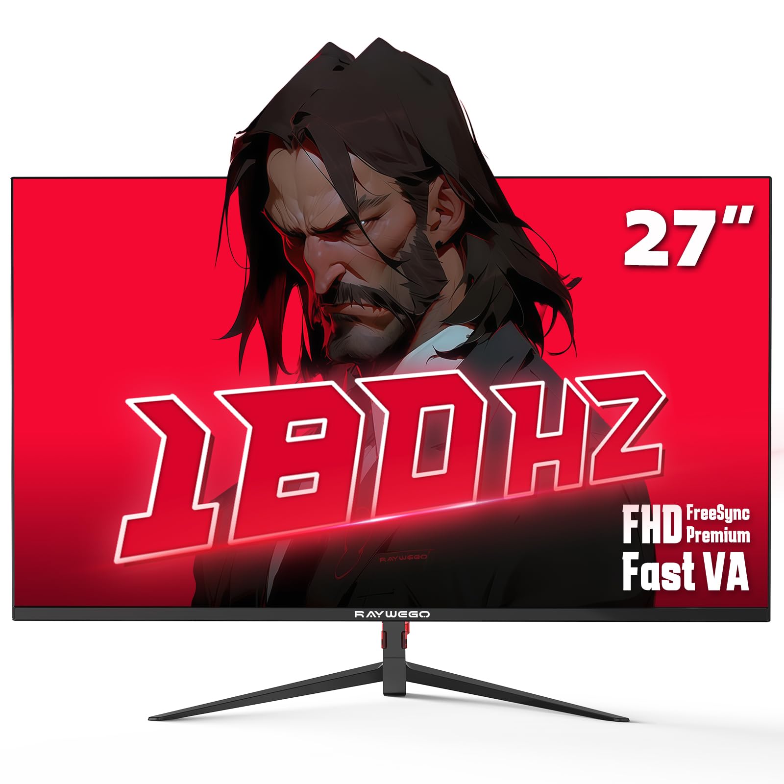 Raywego 27 inch 1800R Curved Monitor 1080p,Borderless Display,4000:1 Contrast Ratio,Computer Monitor with FreeSync & Eye-Care,Ti