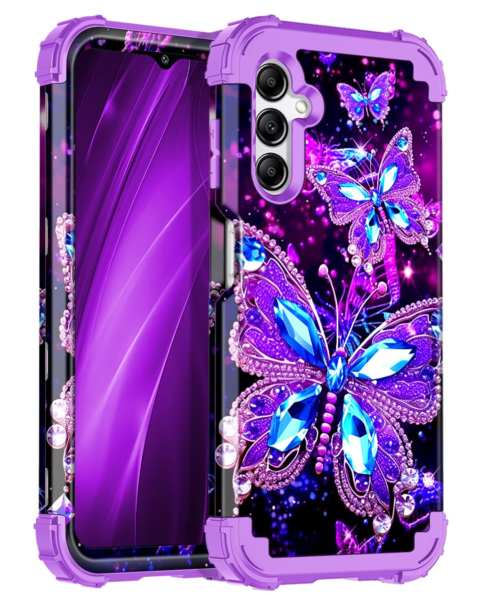 Miqala for Galaxy A14 5G Case,Glow in The Dark Three Layer Heavy Duty Shockproof Full Protection Hard Plastic Bumper+Soft Silico