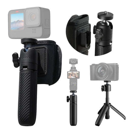 ULANZI MT88 Small Camera Tripod, Mini 3-in-1 Selfie Stick w Backpack Mount Shoulder Strap, 3-Sect Adjustable Tabletop Handheld T