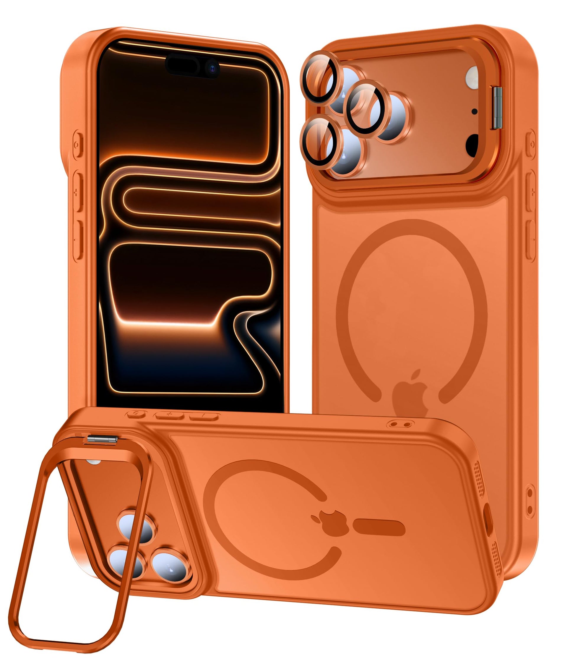 TOBOVON for iPhone 17 Pro Case 6.3, Fits MagSafe, with Built-in Camera Ring Stand & Lens Protector, Translucent Matte Military