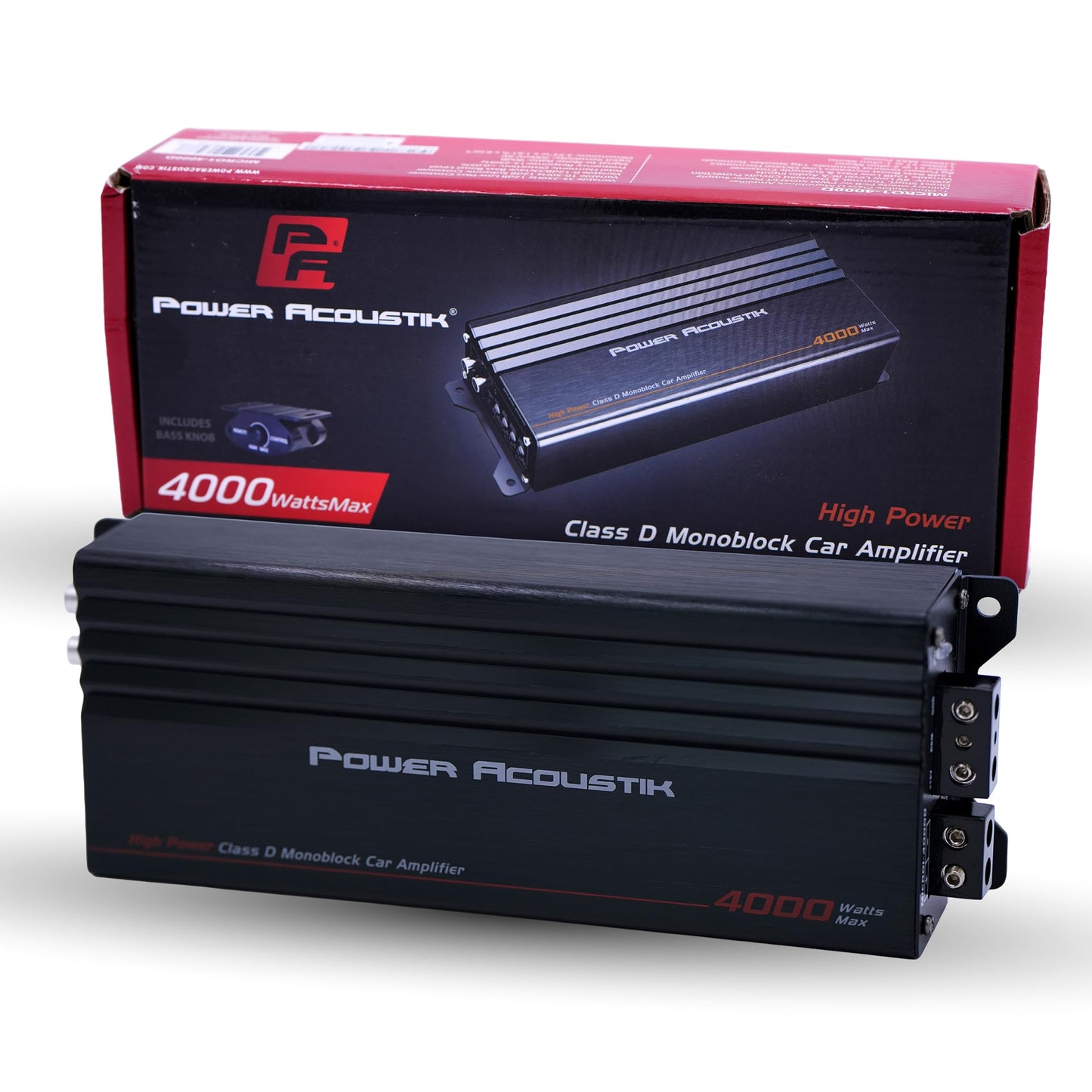 Power Acoustik Class D Monoblock Amplifier - 4000 Watt Class D Monoblock Amp | Compact Car Amp for Subwoofers | High-Power Mono