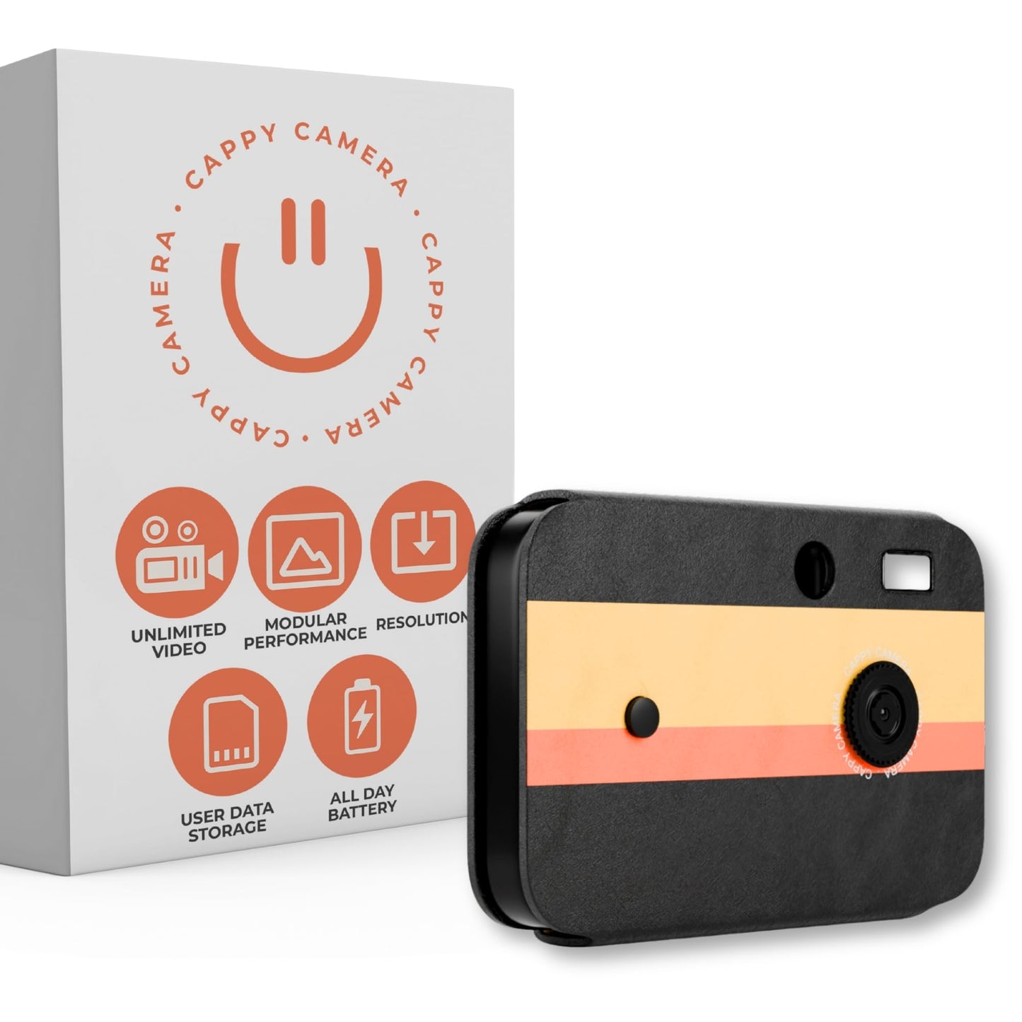 Cappy Camera 20MP Retro Digital Camera | Screen-Free Point-and-Shoot with Built-in Battery, USB-C Cable Included & Eco Case