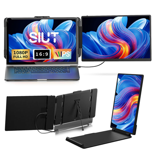 SIUT Laptop Screen Extender Monitor - Dual 14 inch IPS FHD 1080P Extended Monitors for 13-17 Laptops Type-C/HDMI/USB-A Compatibl