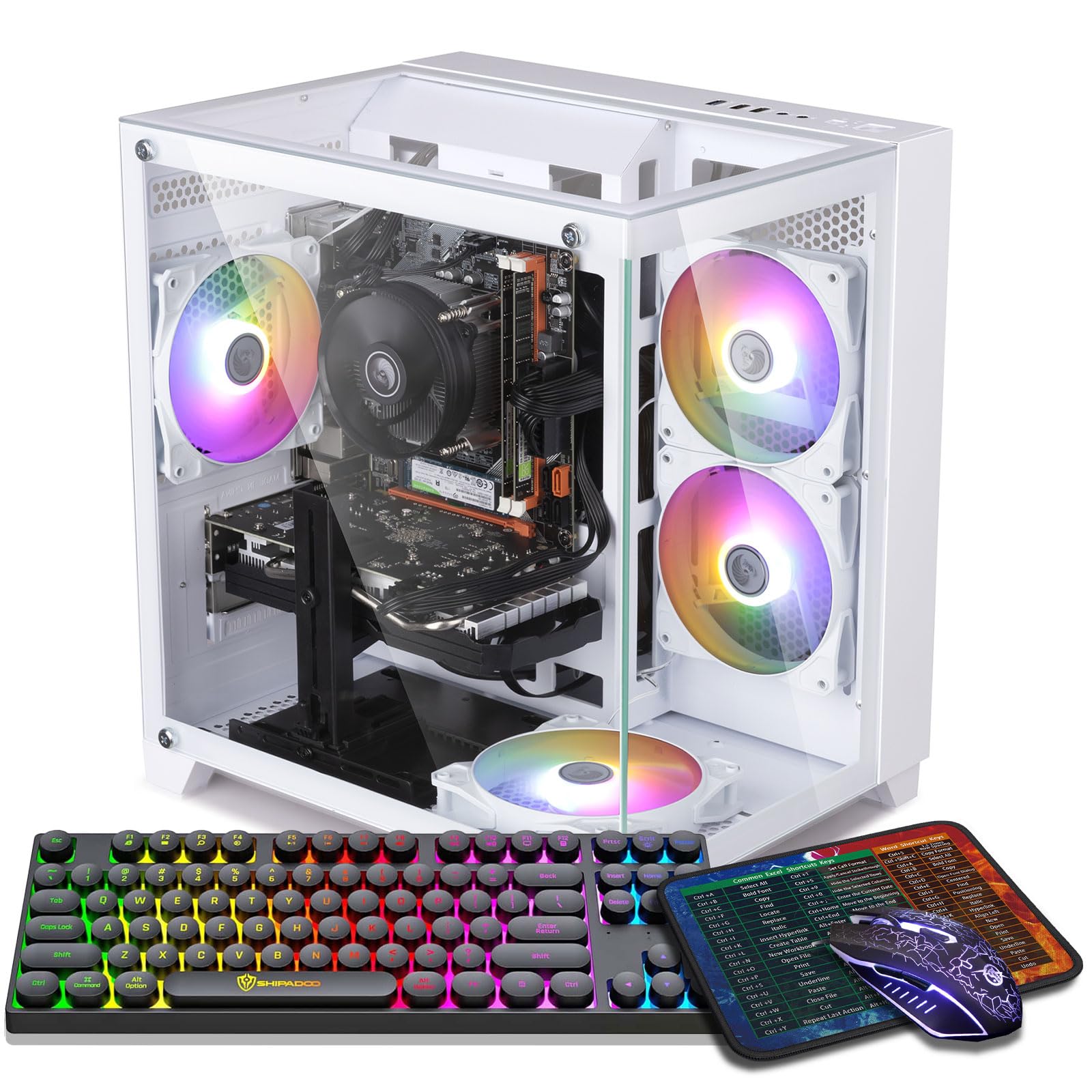 ZER-LON Gaming PC Desktop Computer, Intel Core I7 up to 3.9GHz, GTX 1050Ti 4G GDDR5, 16G RAM, 512GB NVME SSD, WiFi 5.0, Prebuilt