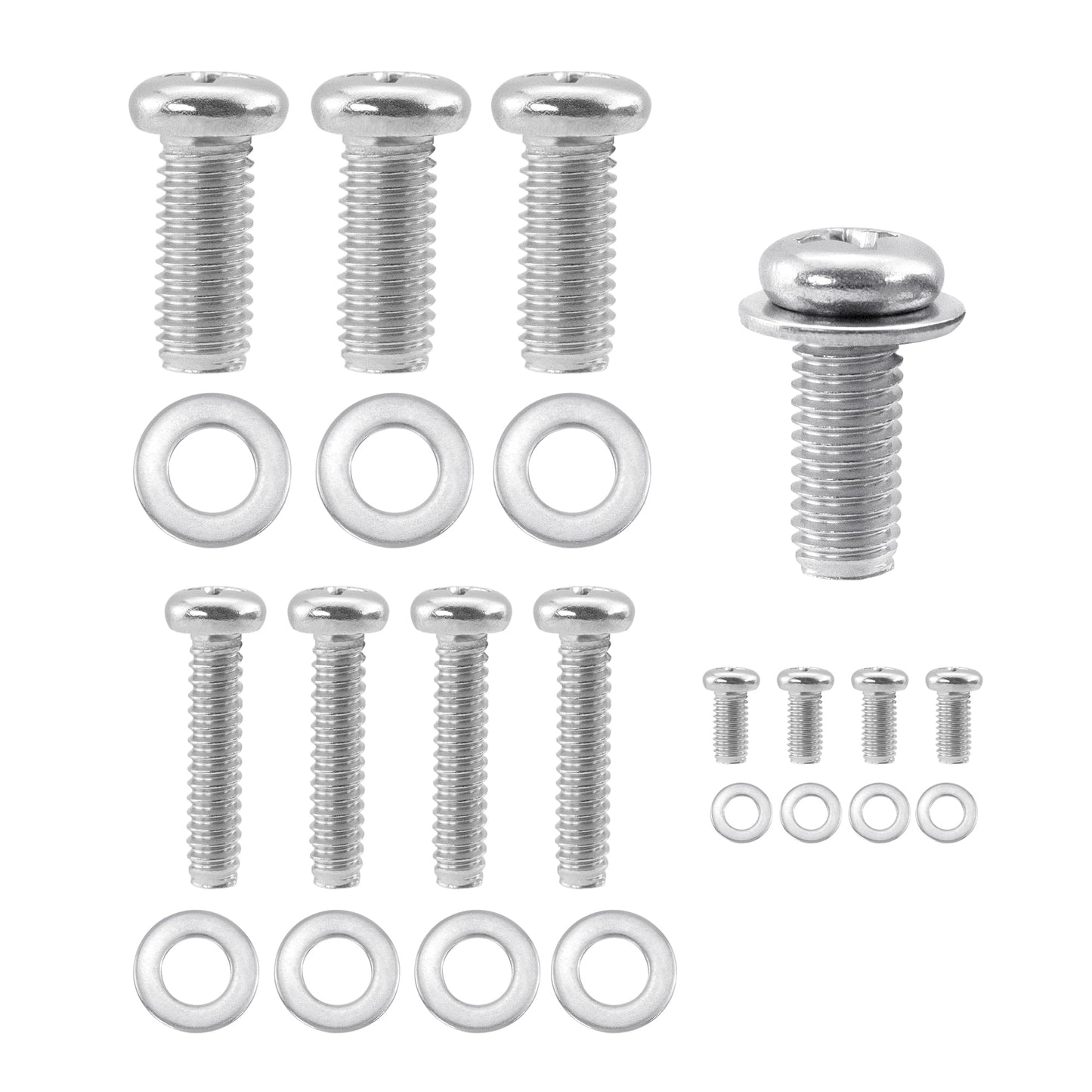 Quacc Universal TV Mounting Hardware Kit 24 PCS M4 M6 M8 Stainless Steel Screws Washers for VESA Wall Mount TV and Monitor Brack