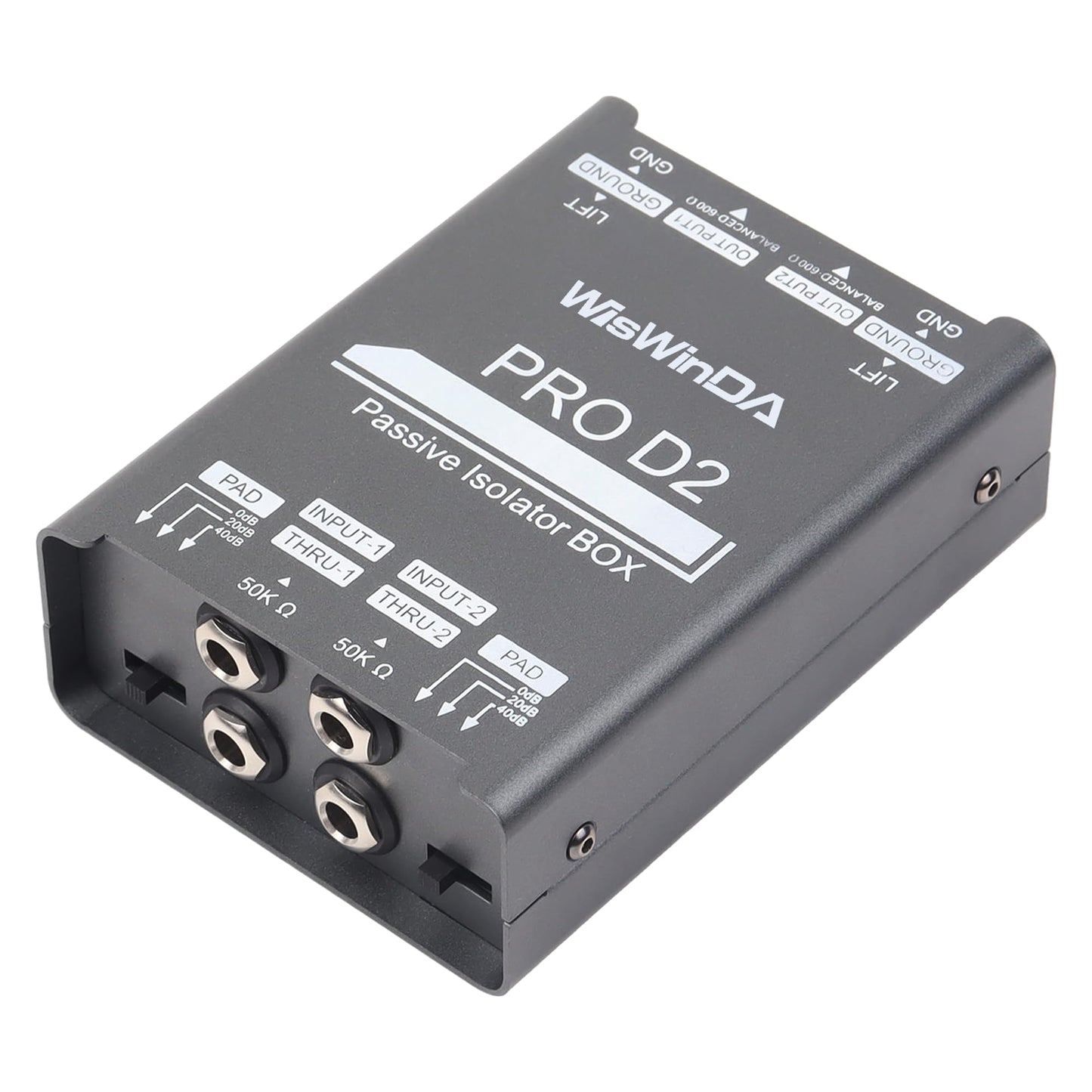 WisWinDa Pro Di-2 Passive Stereo Direct Box With 3-Level PAD Switch Dual Channel XLR Input 1/4 Output Low Distortion Free Phase