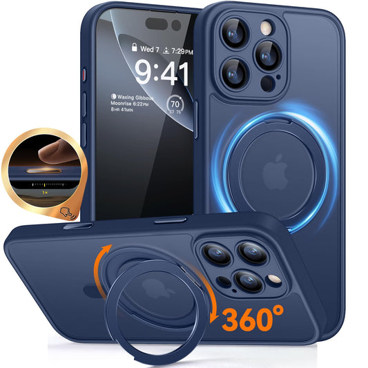 CANSHN 360 Spin Magnetic Stand for iPhone 16 Pro Max Case with Camera Control [Full Camera Protection] [Compatible with Magsafe]