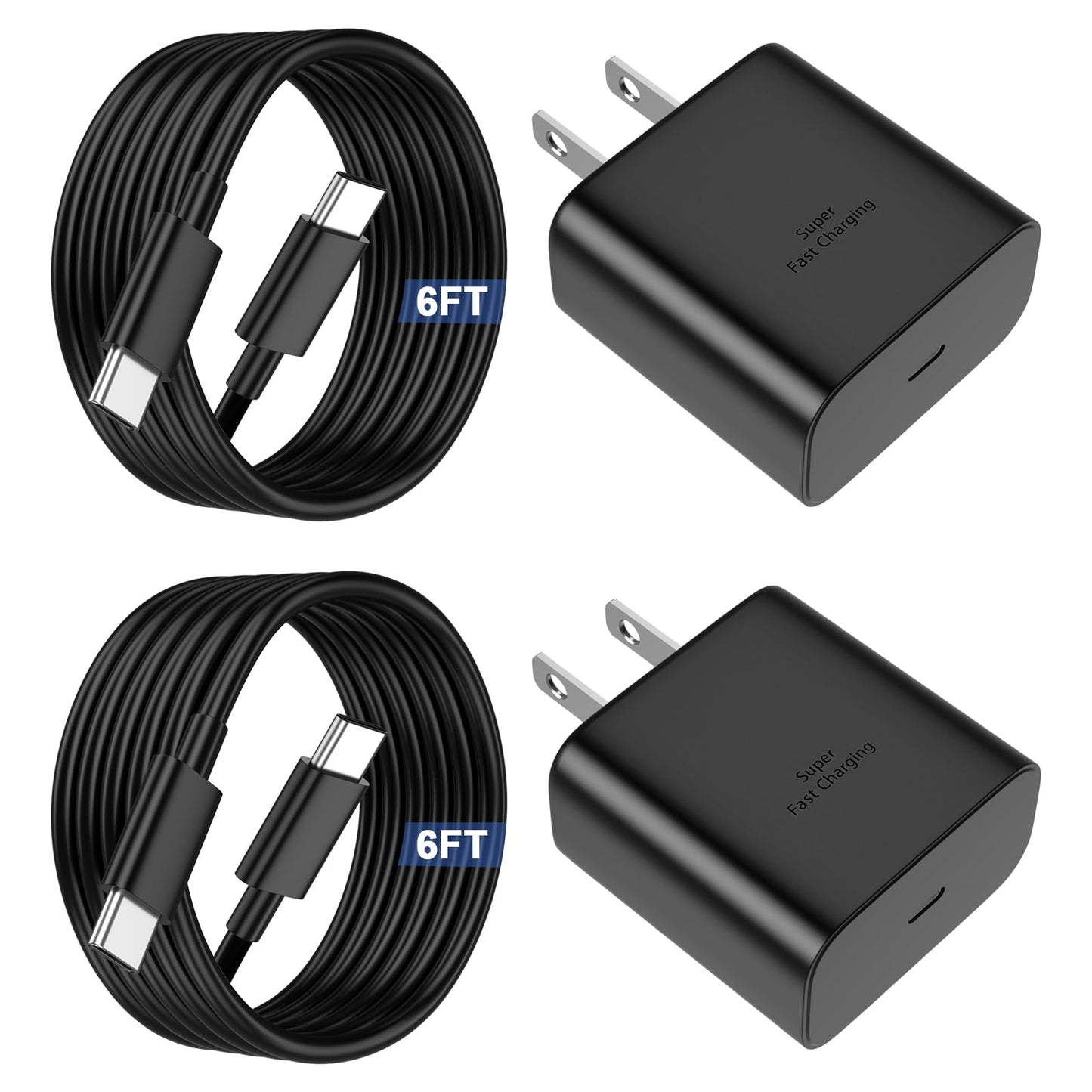 Ryaobwu 45W USB C Fast Charger Compatible with Samsung Galaxy S25 Ultra 2Pack Fast Charging with 6FT USB C Cable for S25/S24/S23