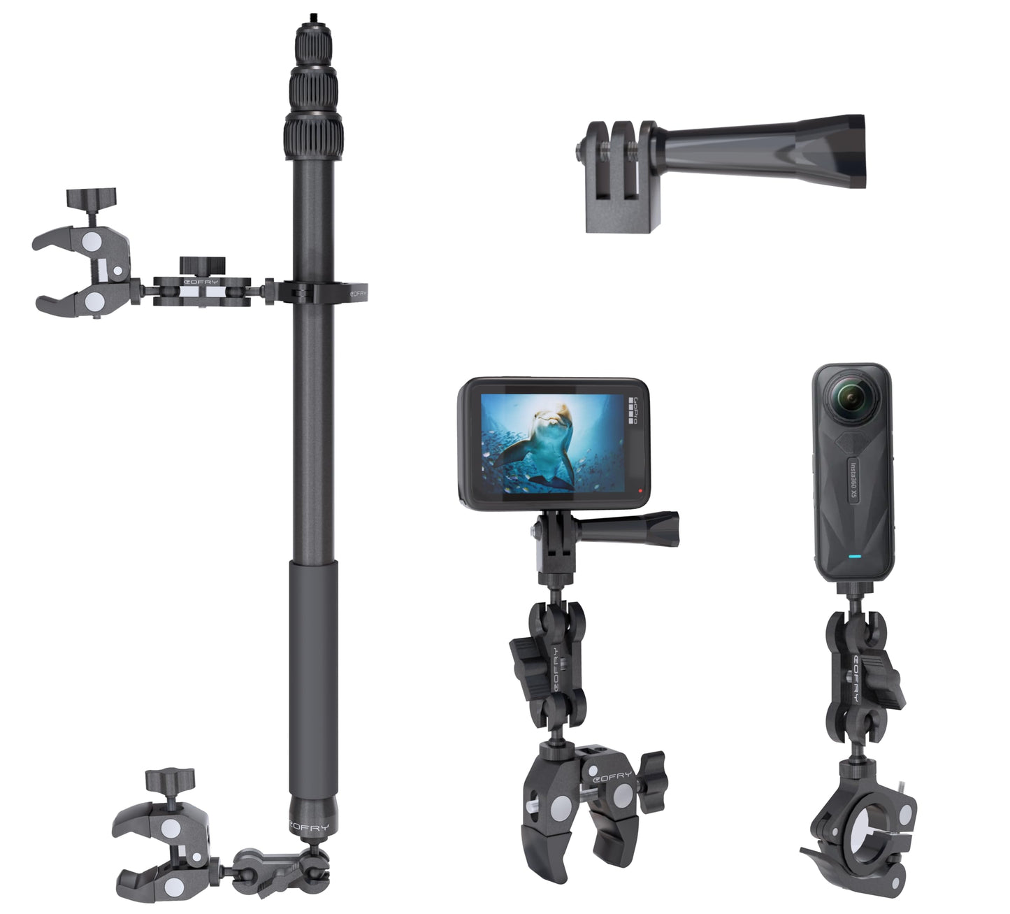 COFRY 360 Motorcycle Mount Kit, Universal Adjustable Motorcycle Camera Mount for Motorcycle Handle, Compatible with Insta360 X4