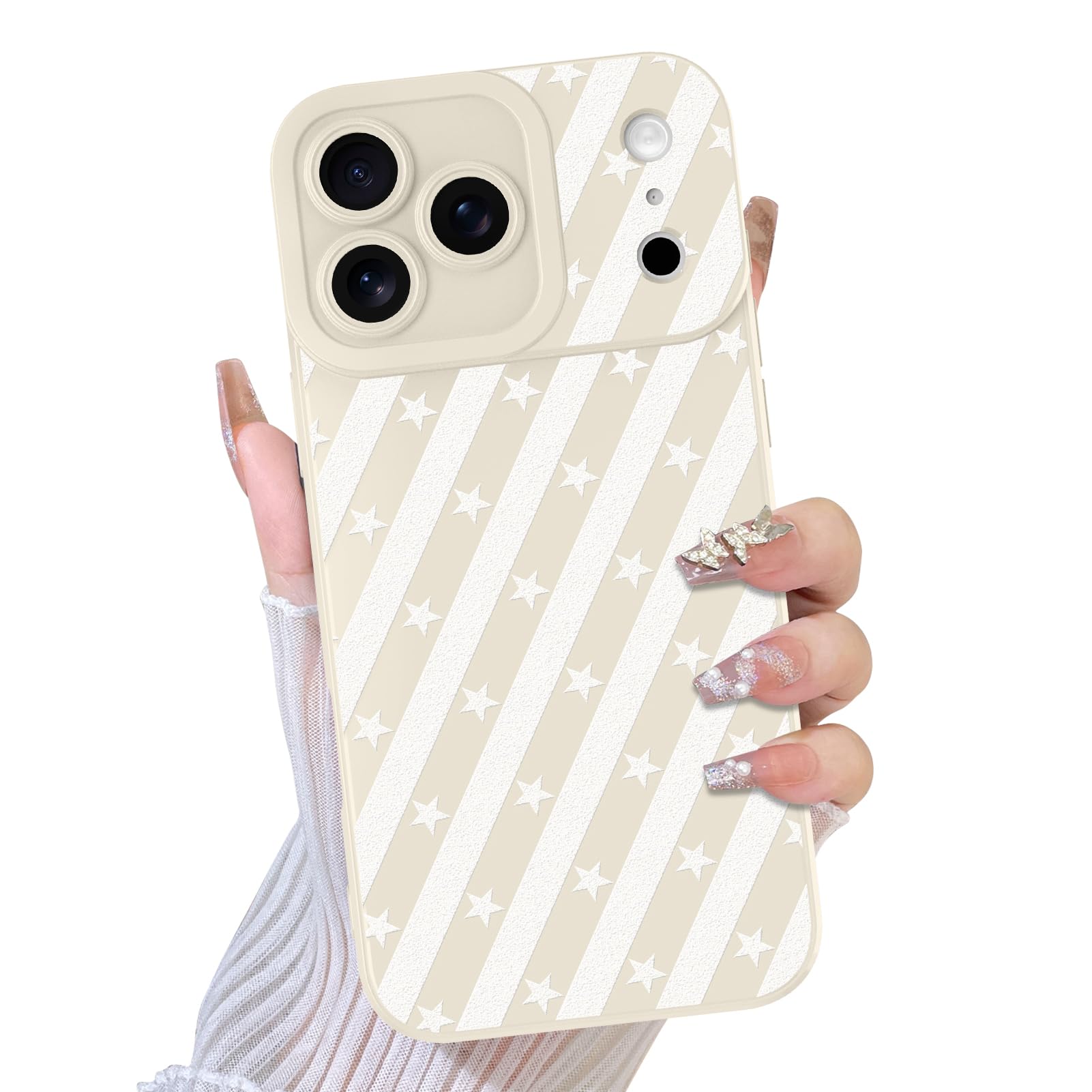 TEAUGHT Compatible with iPhone 17 Pro Max Case 2025 Cute Pattern Stripes Ripple Shockproof Silicone Phone Cover for Girls Women