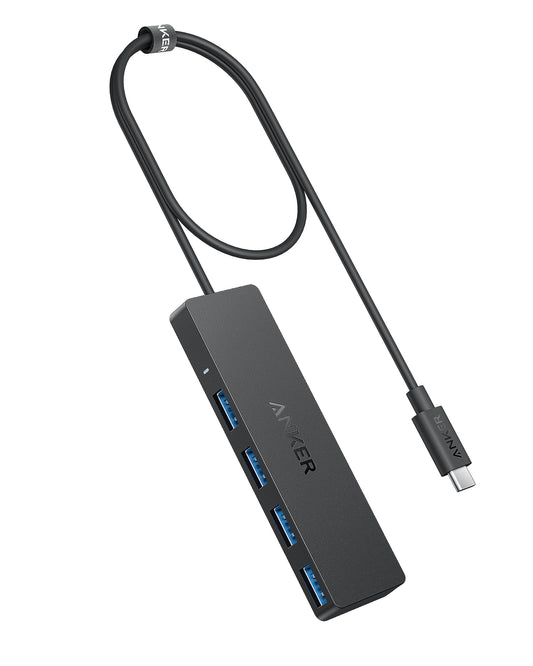 Anker 4-Port USB 3.0 Hub with 5Gbps Data Transfer, Ultra-Slim USB-C Connector Hub, for MacBook, iMac, Surface, Mobile HDD, and M