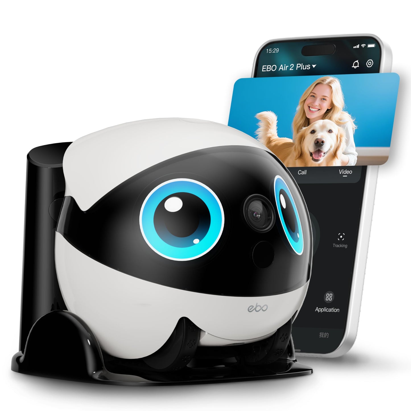 Enabot EBO Air 2 Plus FamilyBot 3K Home Camera Robot: Indoor Camera, Movable Robot Companion, 2-Way Video, AI Chat Mode, Auto-Re