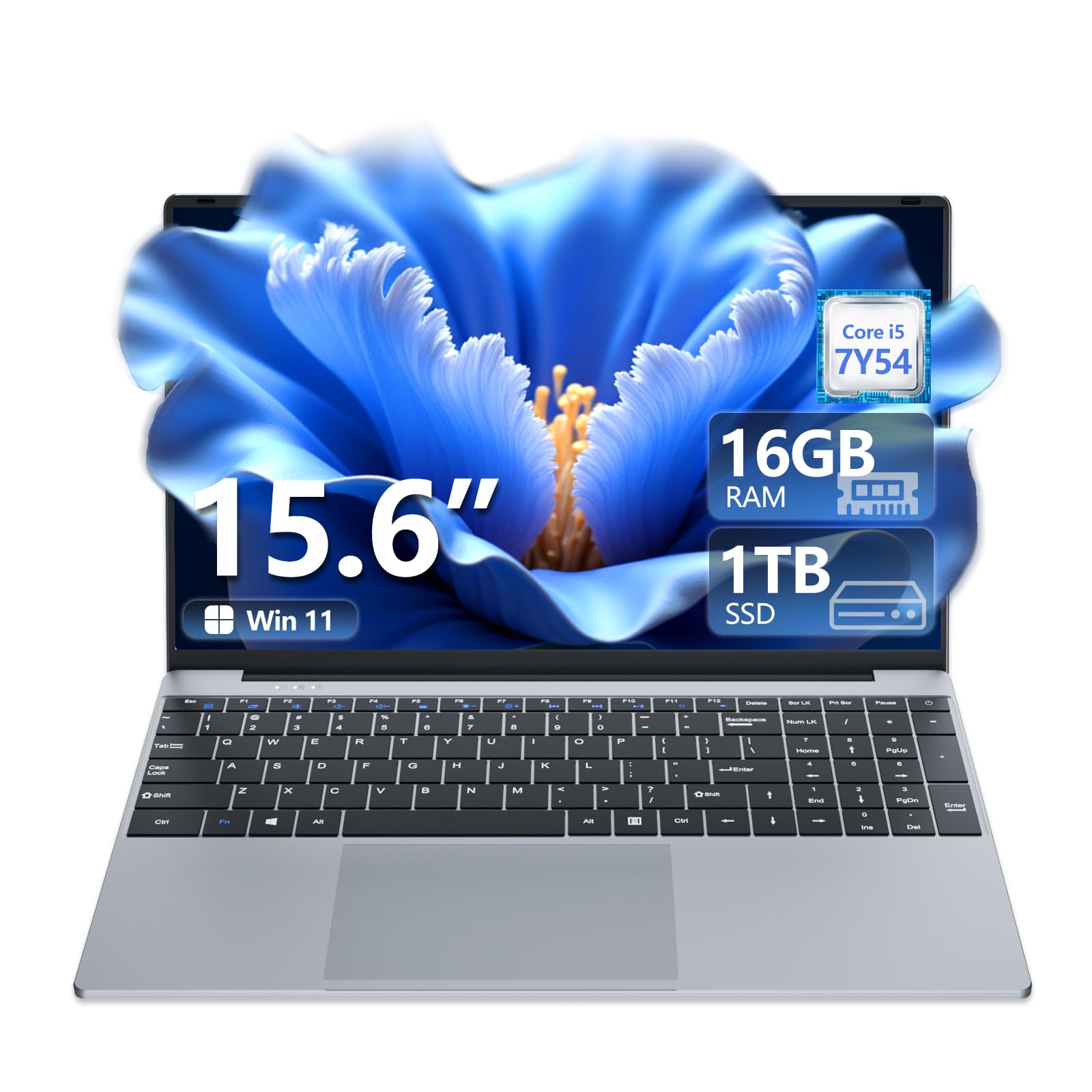 15.6 inch gaming Laptop i5-7Y54 (Up to 3.20 GHz), Business Notebook Computer for 16GB RAM 1TB SSD, Full HD 1920X1080 Display Bac