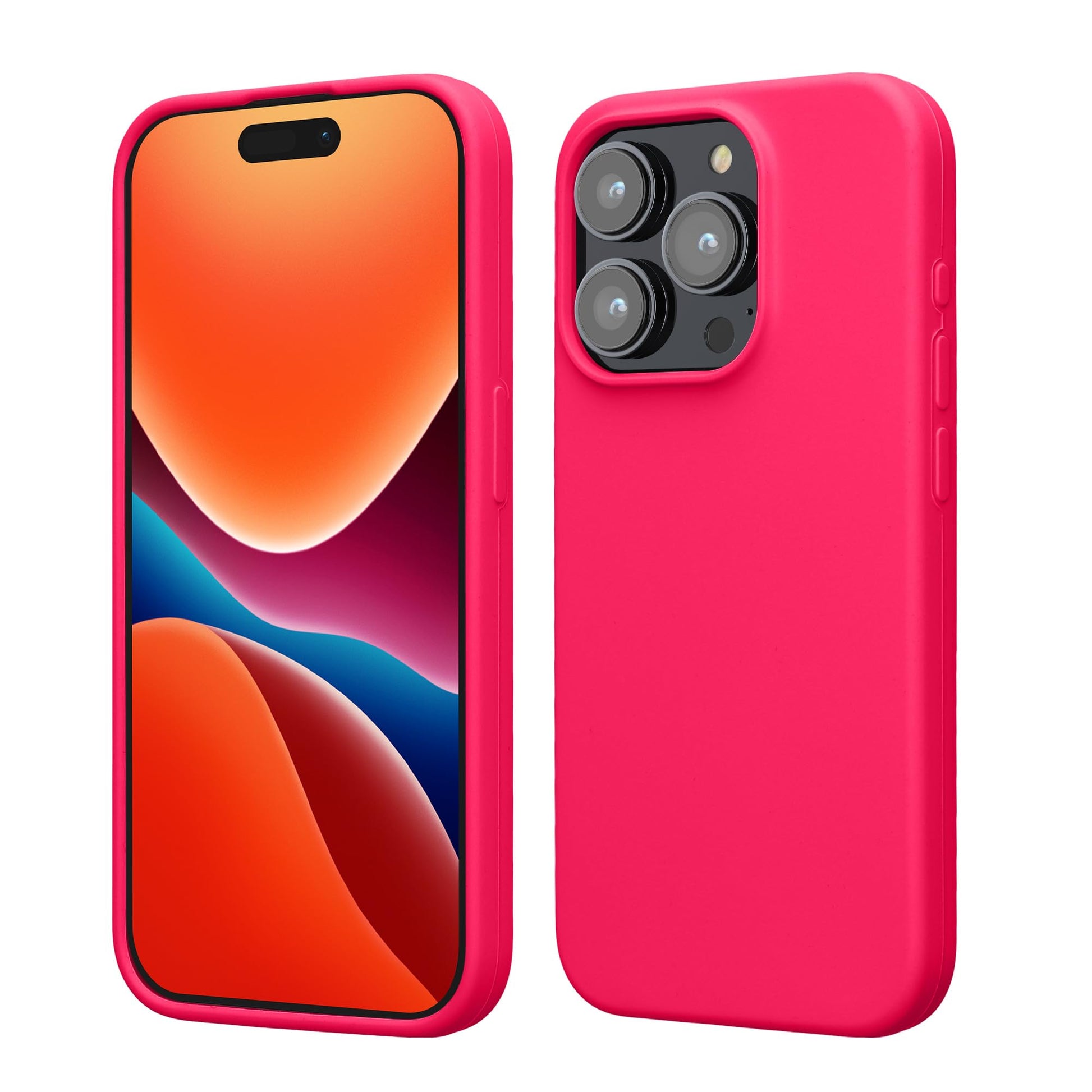 kwmobile Case Compatible with iPhone 15 Pro Case - Slim Soft TPU Silicone Cover - Neon Pink