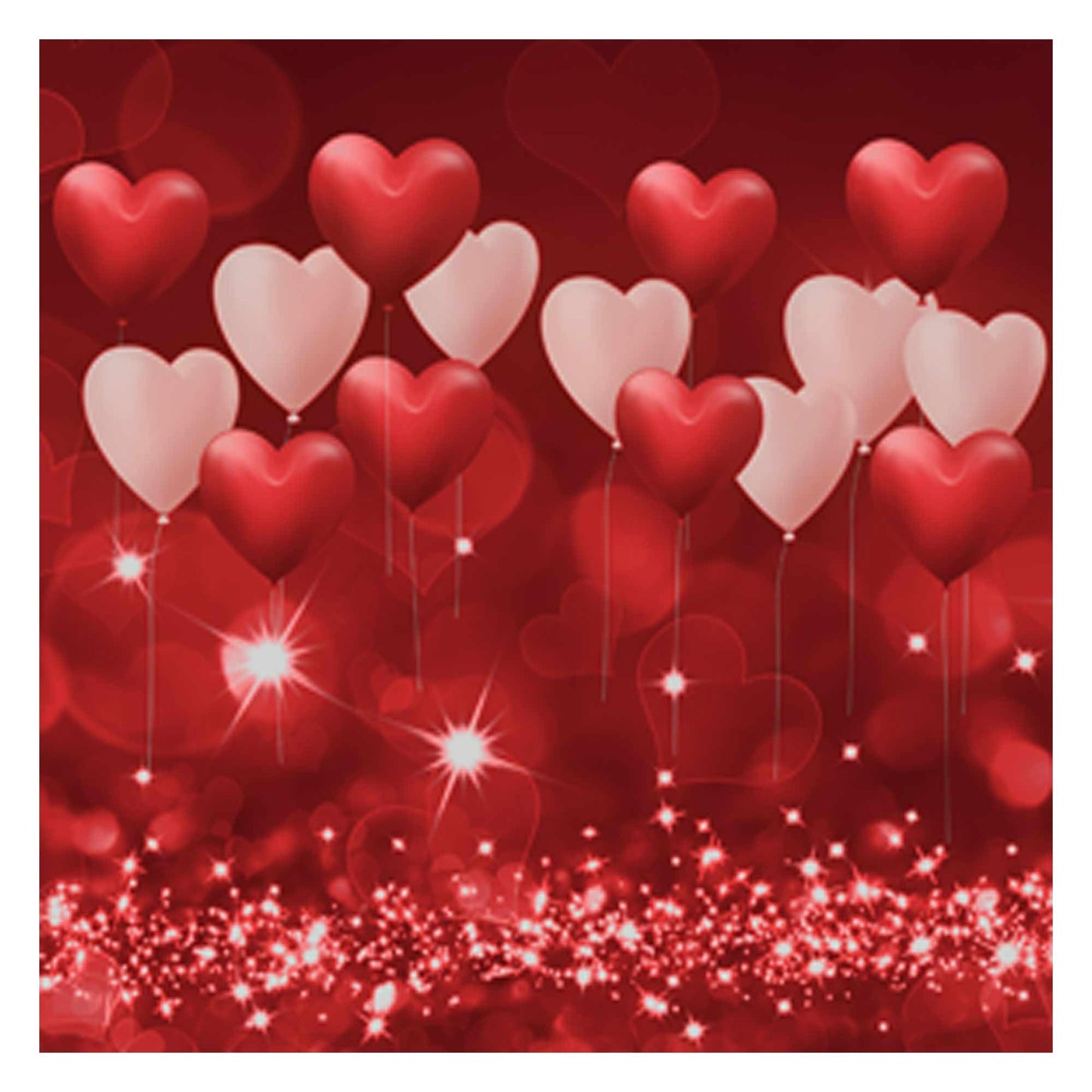 Allenjoy 6 x 6 FT Valentines Backdrop Red Hearts Day Balloons Love Theme Party Supplies for Engagement Wedding Bridal Shower Ph