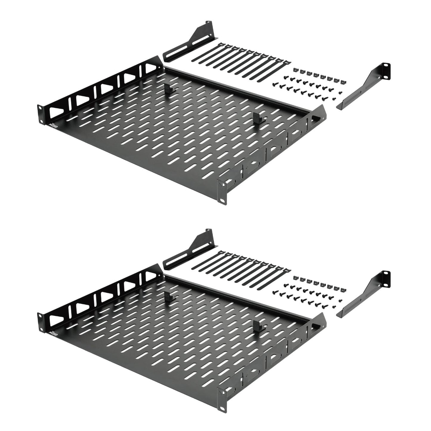 Tecmojo 1U Rack Shelf, 14 inch Depth, Anti-Slip Stops, Server & Network Shelf for 19 in Equipments, 110lbs Vented Capacity, No L