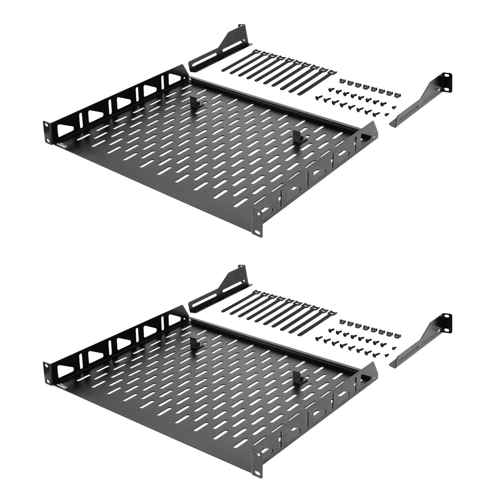 Tecmojo 1U Rack Shelf, 14 inch Depth, Anti-Slip Stops, Server & Network Shelf for 19 in Equipments, 110lbs Vented Capacity, No L