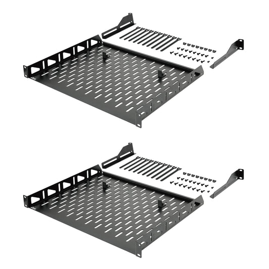 Tecmojo 1U Rack Shelf, 14 inch Depth, Anti-Slip Stops, Server & Network Shelf for 19 in Equipments, 110lbs Vented Capacity, No L