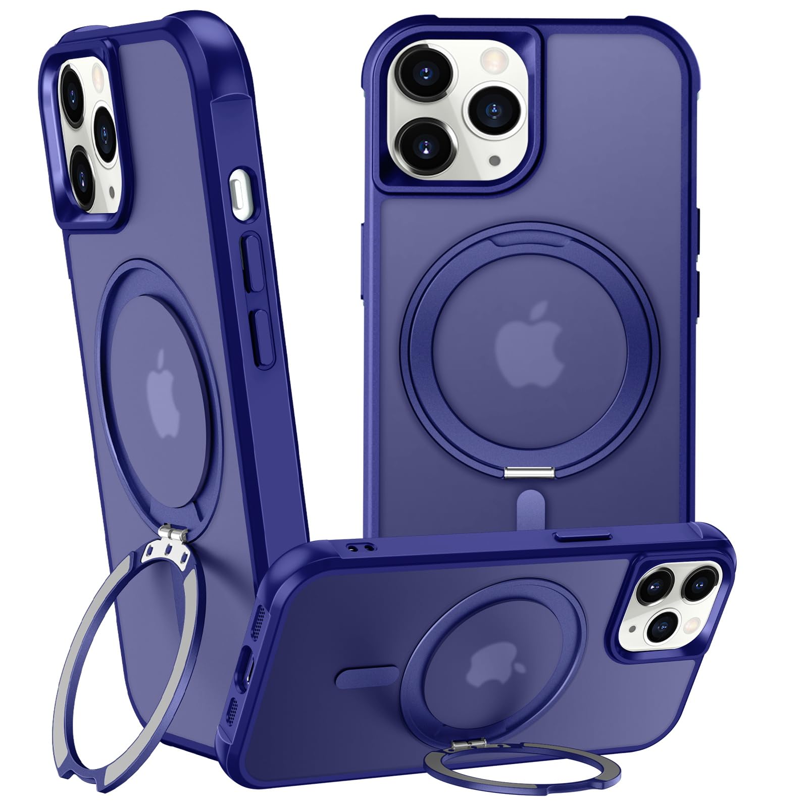 ZHOGTNEG 360 Magnetic Swivel Ring for iPhone 15 Plus case, Built-in Metal Stand and Ring Holder, Magsafe Compatible, Military Gr