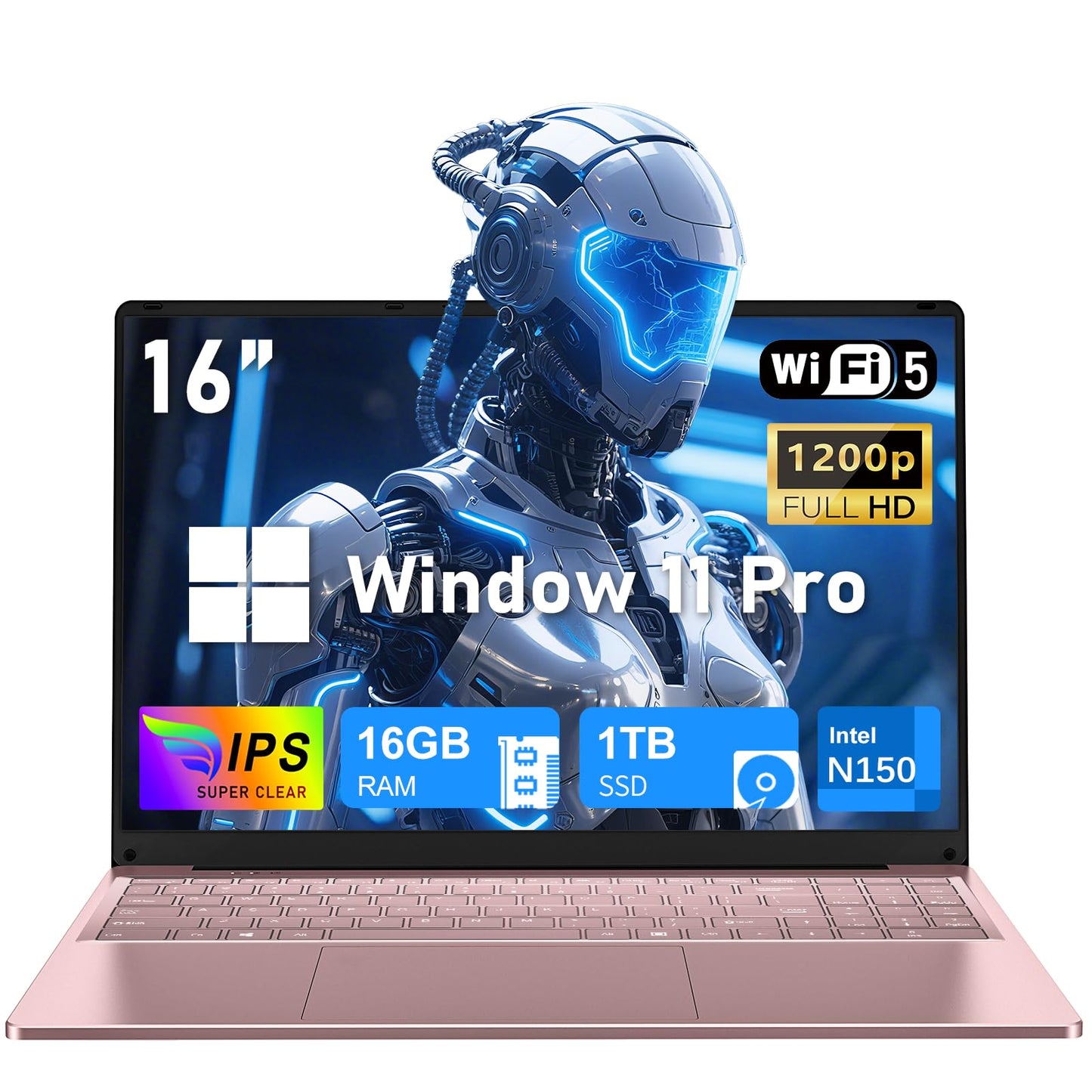 NIAKUN Gaming Laptop,Lap Top Computer Windows 11 Pro 2026,16GB RAM 1TB SSD,Intel N150 Processor, Backlit Keyboard,16 FHD Display